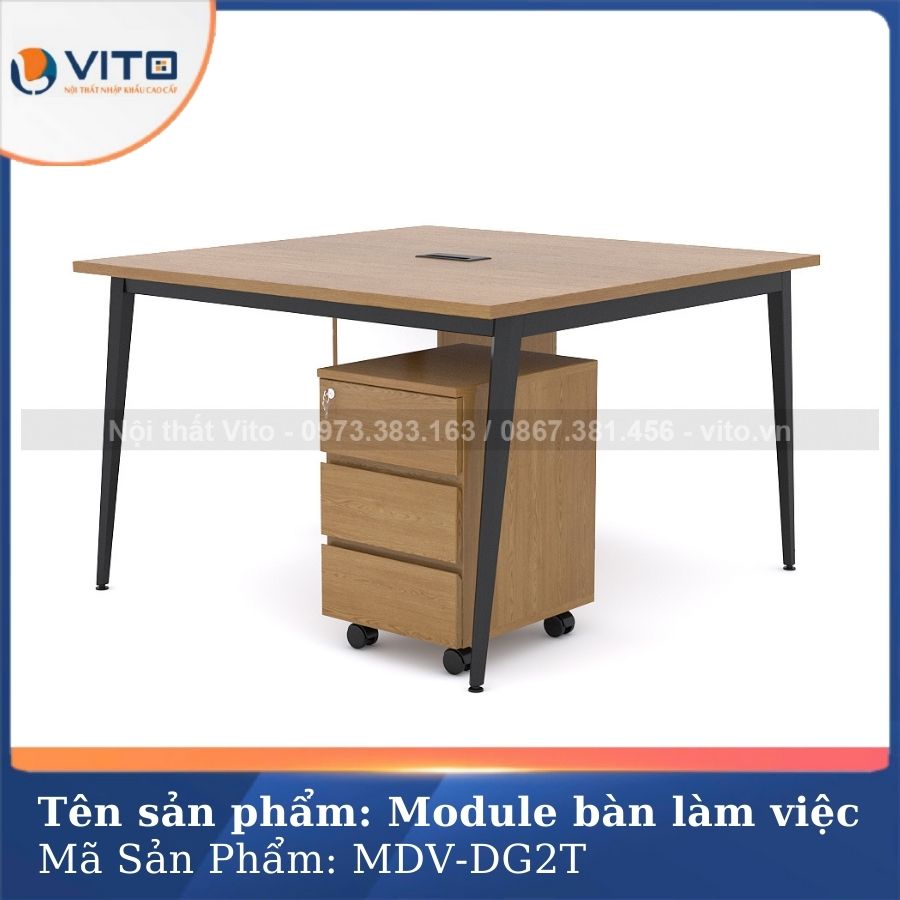 Module bàn làm việc 2 người chân đa giác MDV-DG2T