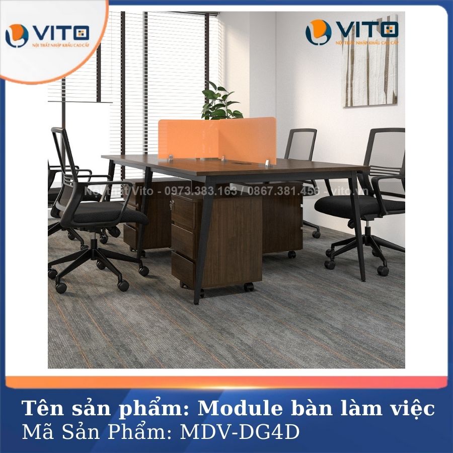 MODULE BÀN LÀM VIỆC 4 NGƯỜI CHÂN ĐA GIÁC MDV-DG4D 3 Module bàn làm việc 4 người chân đa giác MDV-DG4D - Ảnh 3