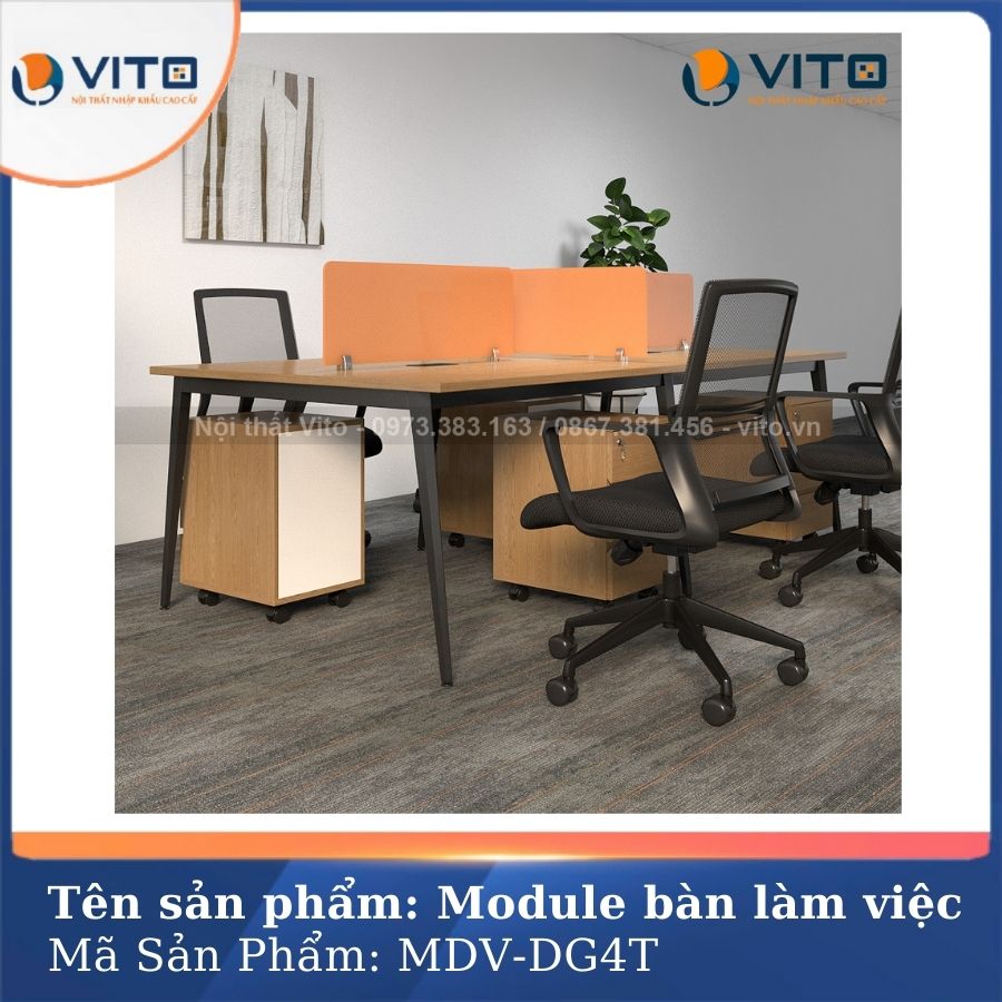 MODULE BÀN LÀM VIỆC 4 NGƯỜI CHÂN ĐA GIÁC MDV-DG4T 3 Module bàn làm việc 4 người chân đa giác MDV-DG4T - Ảnh 3