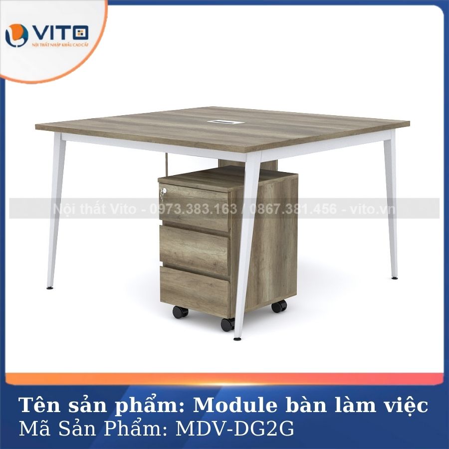 Module bàn làm việc 2 người chân đa giác MDV-DG2G