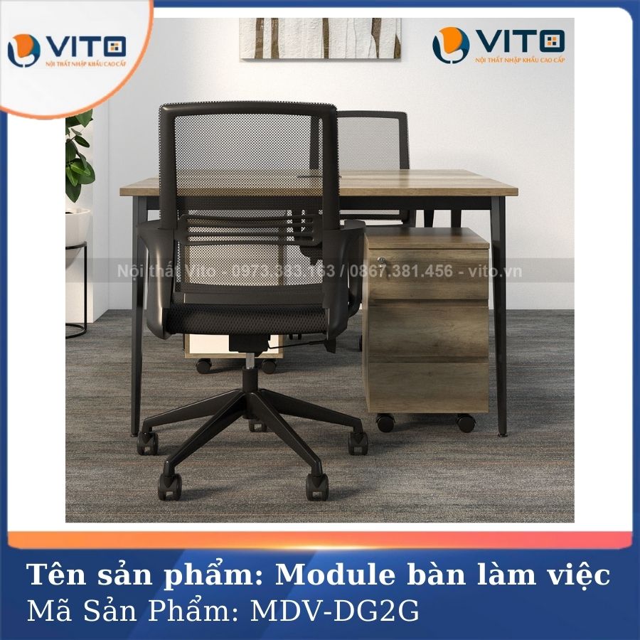 MODULE BÀN LÀM VIỆC 2 NGƯỜI CHÂN ĐA GIÁC MDV-DG2G 3 Module bàn làm việc 2 người chân đa giác MDV-DG2G - Ảnh 3