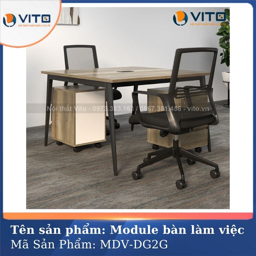 MODULE BÀN LÀM VIỆC 2 NGƯỜI CHÂN ĐA GIÁC MDV-DG2G 4 Module bàn làm việc 2 người chân đa giác MDV-DG2G - Ảnh 4