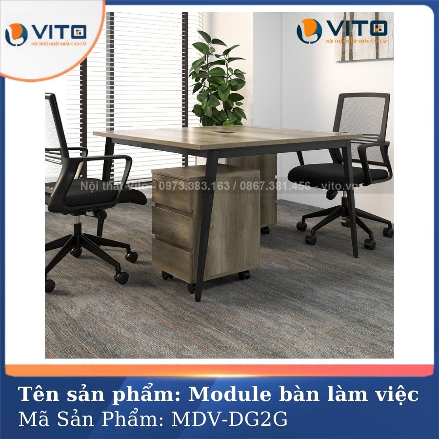 MODULE BÀN LÀM VIỆC 2 NGƯỜI CHÂN ĐA GIÁC MDV-DG2G 5 Module bàn làm việc 2 người chân đa giác MDV-DG2G - Ảnh 5