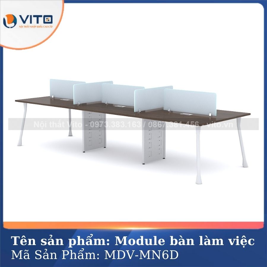 MODULE BÀN LÀM VIỆC 6 NGƯỜI CHÂN MÓNG NGỰA MDV-MN6D 2 Module bàn làm việc 6 người chân móng ngựa MDV-MN6D - Ảnh 2