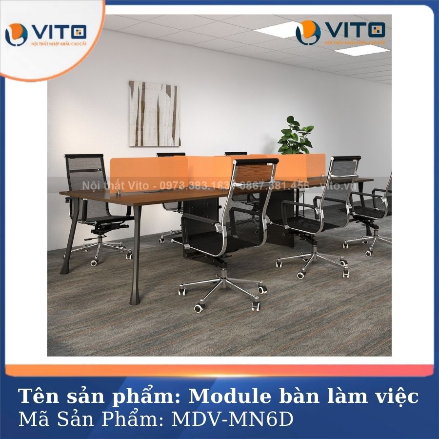 MODULE BÀN LÀM VIỆC 6 NGƯỜI CHÂN MÓNG NGỰA MDV-MN6D 3 Module bàn làm việc 6 người chân móng ngựa MDV-MN6D - Ảnh 3