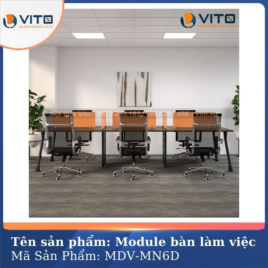 MODULE BÀN LÀM VIỆC 6 NGƯỜI CHÂN MÓNG NGỰA MDV-MN6D 4 Module bàn làm việc 6 người chân móng ngựa MDV-MN6D - Ảnh 4