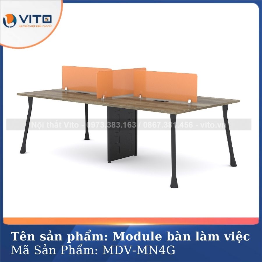MODULE BÀN LÀM VIỆC 4 NGƯỜI CHÂN MÓNG NGỰA MDV-MN4G 2 Module bàn làm việc 4 người chân móng ngựa MDV-MN4G - Ảnh 2