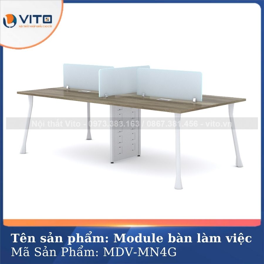 MODULE BÀN LÀM VIỆC 4 NGƯỜI CHÂN MÓNG NGỰA MDV-MN4G 1 Module bàn làm việc 4 người chân móng ngựa MDV-MN4G