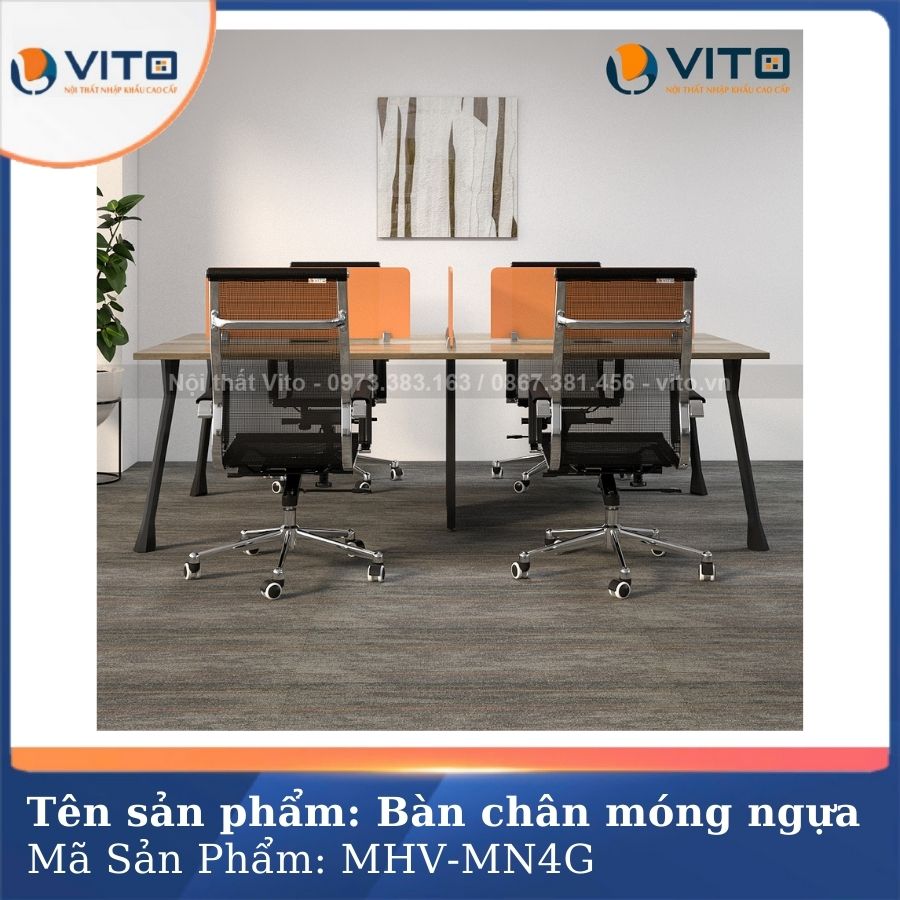 MODULE BÀN LÀM VIỆC 4 NGƯỜI CHÂN MÓNG NGỰA MDV-MN4G 3 Module bàn làm việc 4 người chân móng ngựa MDV-MN4G - Ảnh 3