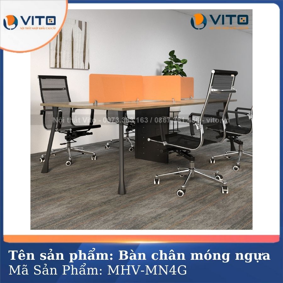 MODULE BÀN LÀM VIỆC 4 NGƯỜI CHÂN MÓNG NGỰA MDV-MN4G 4 Module bàn làm việc 4 người chân móng ngựa MDV-MN4G - Ảnh 4