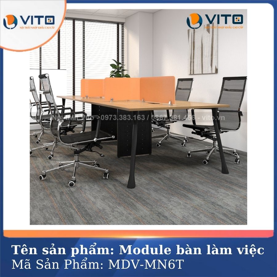 MODULE BÀN LÀM VIỆC 6 NGƯỜI CHÂN MÓNG NGỰA MDV-MN6D 5 Module bàn làm việc 6 người chân móng ngựa MDV-MN6D - Ảnh 5