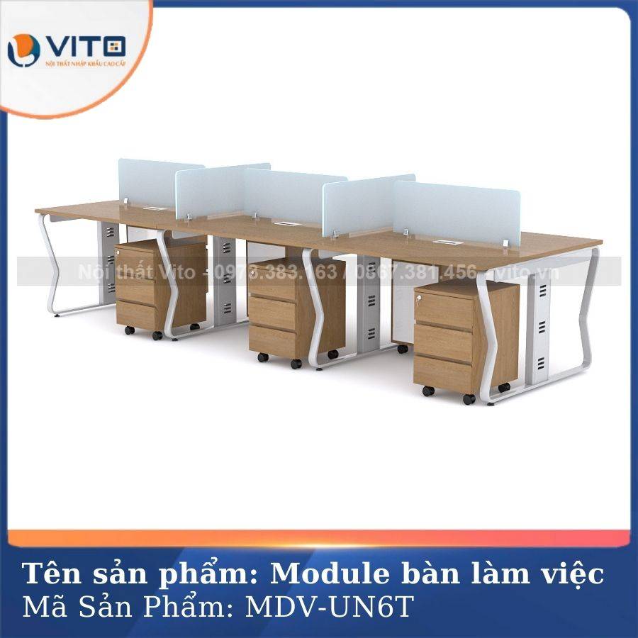 Module bàn làm việc 6 người chân U Uốn MDV-UN6T