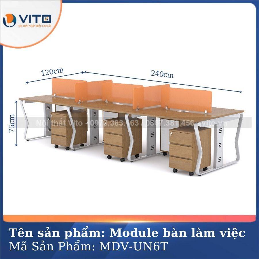MODULE BÀN LÀM VIỆC 6 NGƯỜI CHÂN U UỐN MDV-UN6T 3 Module bàn làm việc 6 người chân U Uốn MDV-UN6T - Ảnh 3