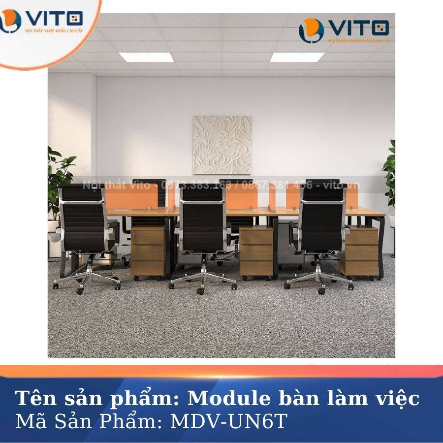 MODULE BÀN LÀM VIỆC 6 NGƯỜI CHÂN U UỐN MDV-UN6T 4 Module bàn làm việc 6 người chân U Uốn MDV-UN6T - Ảnh 4