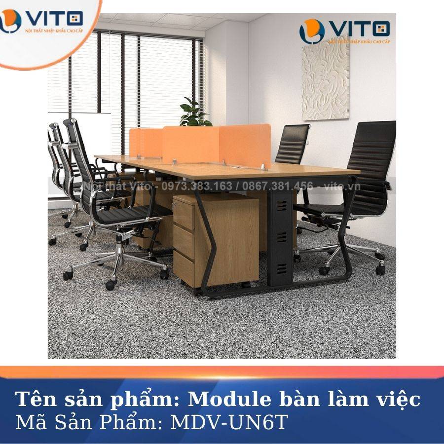MODULE BÀN LÀM VIỆC 6 NGƯỜI CHÂN U UỐN MDV-UN6T 5 Module bàn làm việc 6 người chân U Uốn MDV-UN6T - Ảnh 5