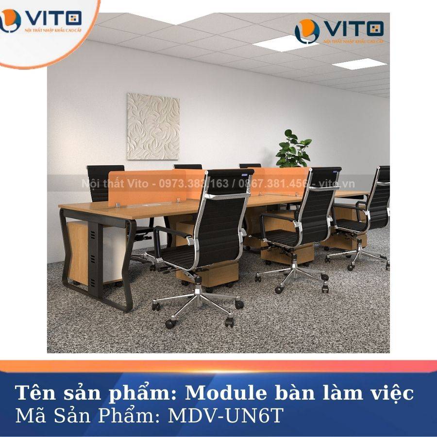 MODULE BÀN LÀM VIỆC 6 NGƯỜI CHÂN U UỐN MDV-UN6T 6 Module bàn làm việc 6 người chân U Uốn MDV-UN6T - Ảnh 6