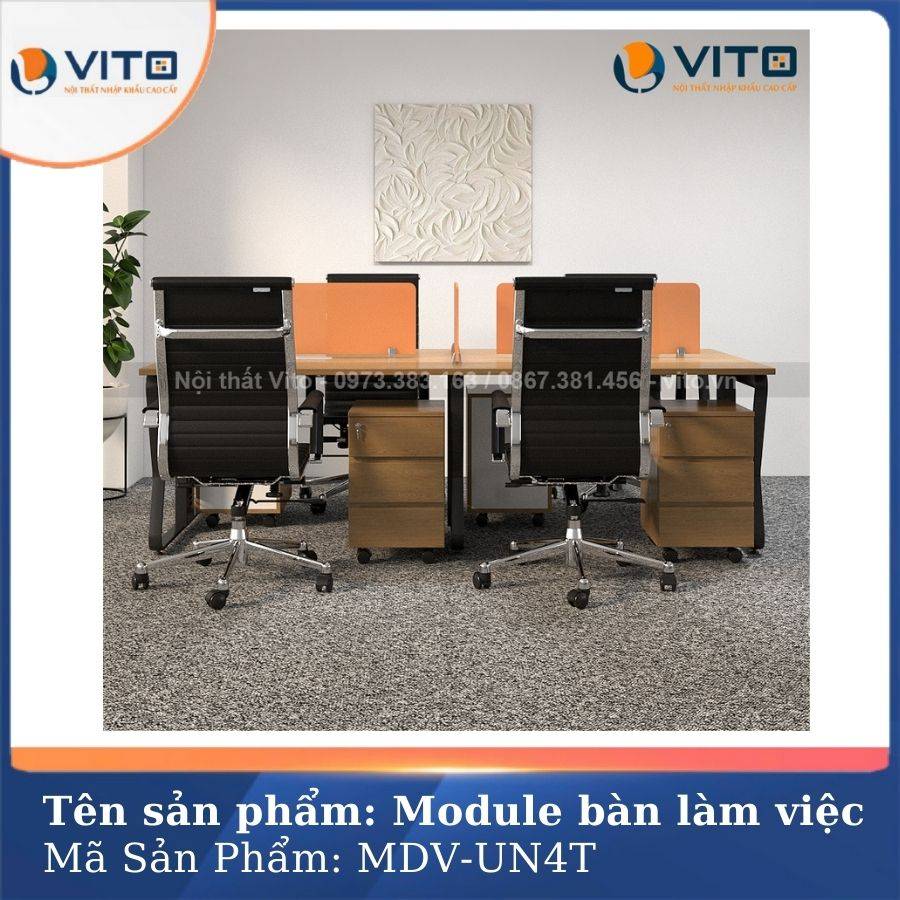 MODULE BÀN LÀM VIỆC 4 NGƯỜI CHÂN U UỐN MDV-UN4T 5 Module bàn làm việc 4 người chân U Uốn MDV-UN4T - Ảnh 5