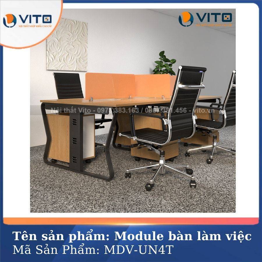 MODULE BÀN LÀM VIỆC 4 NGƯỜI CHÂN U UỐN MDV-UN4T 3 Module bàn làm việc 4 người chân U Uốn MDV-UN4T - Ảnh 3