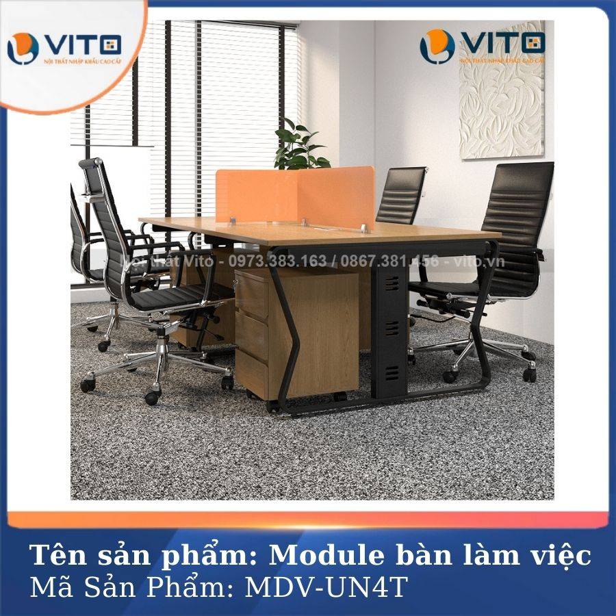 MODULE BÀN LÀM VIỆC 4 NGƯỜI CHÂN U UỐN MDV-UN4T 4 Module bàn làm việc 4 người chân U Uốn MDV-UN4T - Ảnh 4