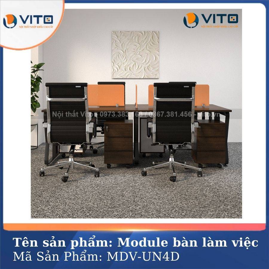 MODULE BÀN LÀM VIỆC 4 NGƯỜI CHÂN U UỐN MDV-UN4D 3 Module bàn làm việc 4 người chân U Uốn MDV-UN4D - Ảnh 3