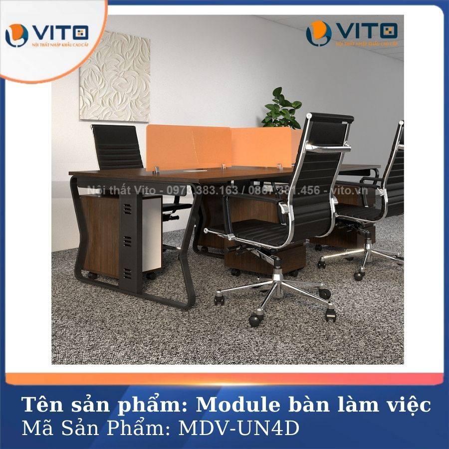 MODULE BÀN LÀM VIỆC 4 NGƯỜI CHÂN U UỐN MDV-UN4D 4 Module bàn làm việc 4 người chân U Uốn MDV-UN4D - Ảnh 4