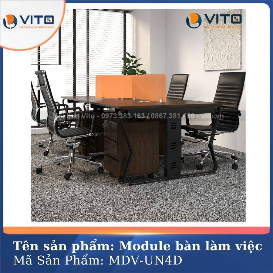 MODULE BÀN LÀM VIỆC 4 NGƯỜI CHÂN U UỐN MDV-UN4D 5 Module bàn làm việc 4 người chân U Uốn MDV-UN4D - Ảnh 5