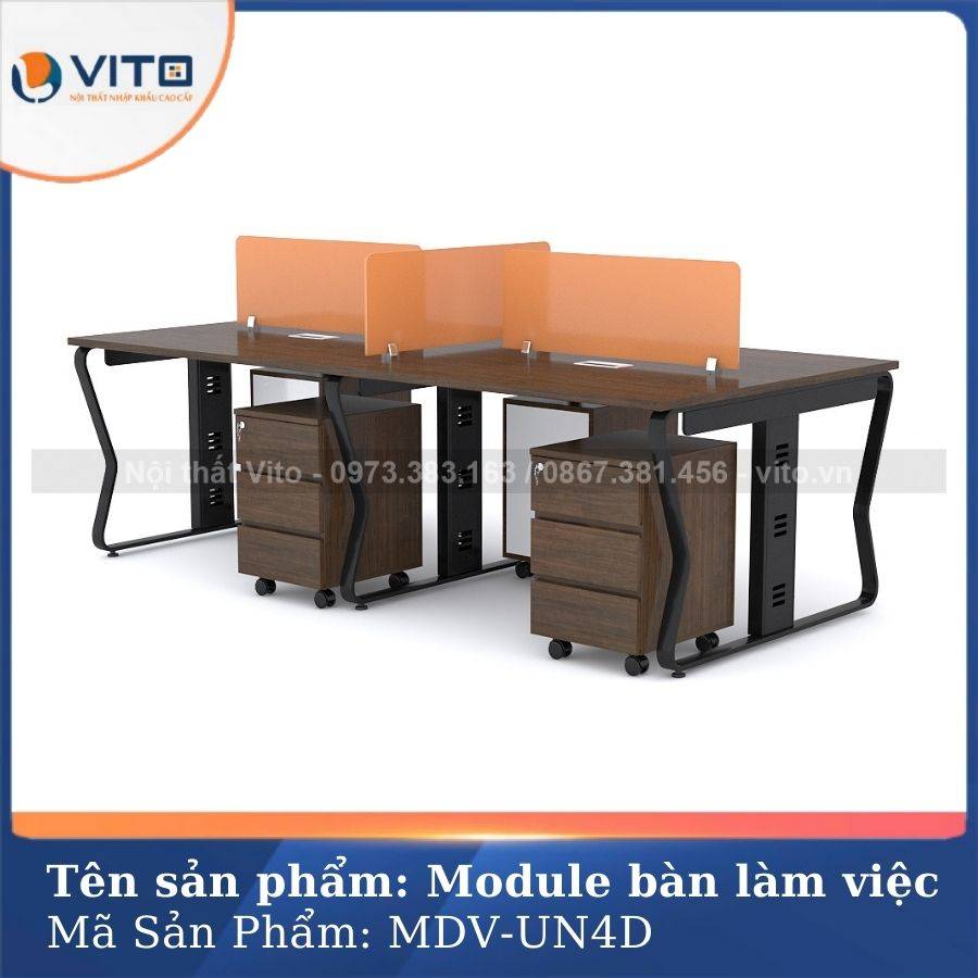 Module bàn làm việc 4 người chân U Uốn MDV-UN4D