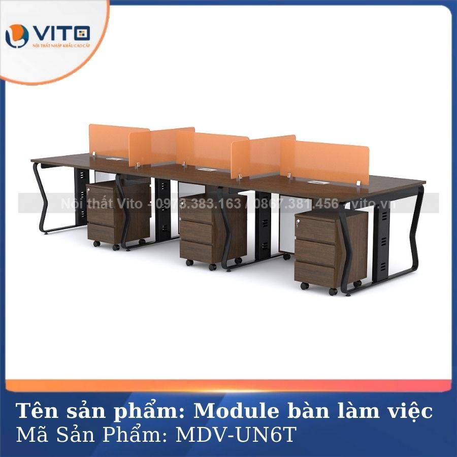 Module bàn làm việc 6 người chân U Uốn MDV-UN6D