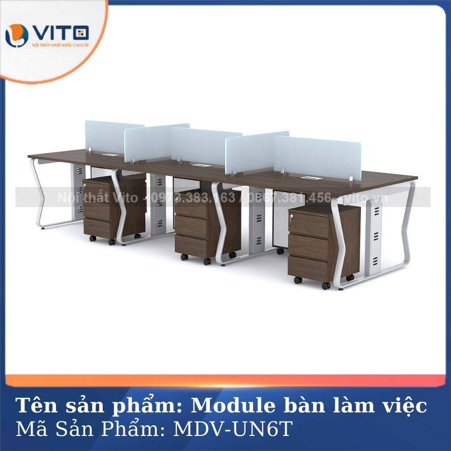 MODULE BÀN LÀM VIỆC 6 NGƯỜI CHÂN U UỐN MDV-UN6D 2 Module bàn làm việc 6 người chân U Uốn MDV-UN6D - Ảnh 2