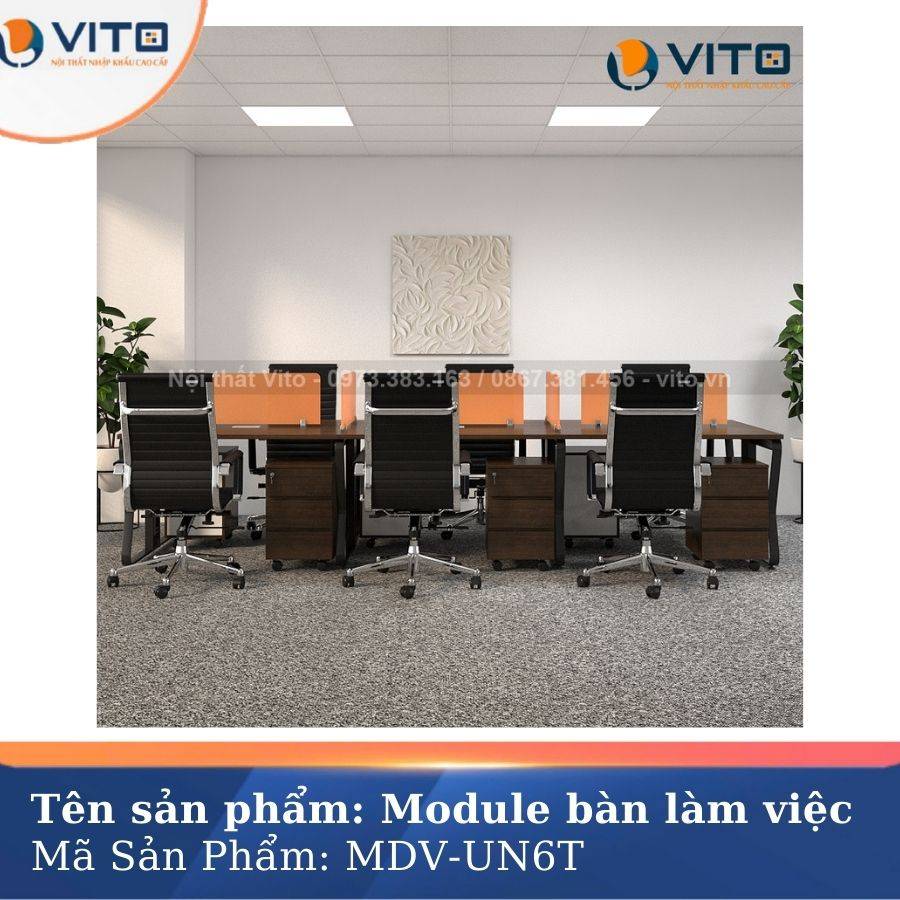MODULE BÀN LÀM VIỆC 6 NGƯỜI CHÂN U UỐN MDV-UN6D 3 Module bàn làm việc 6 người chân U Uốn MDV-UN6D - Ảnh 3