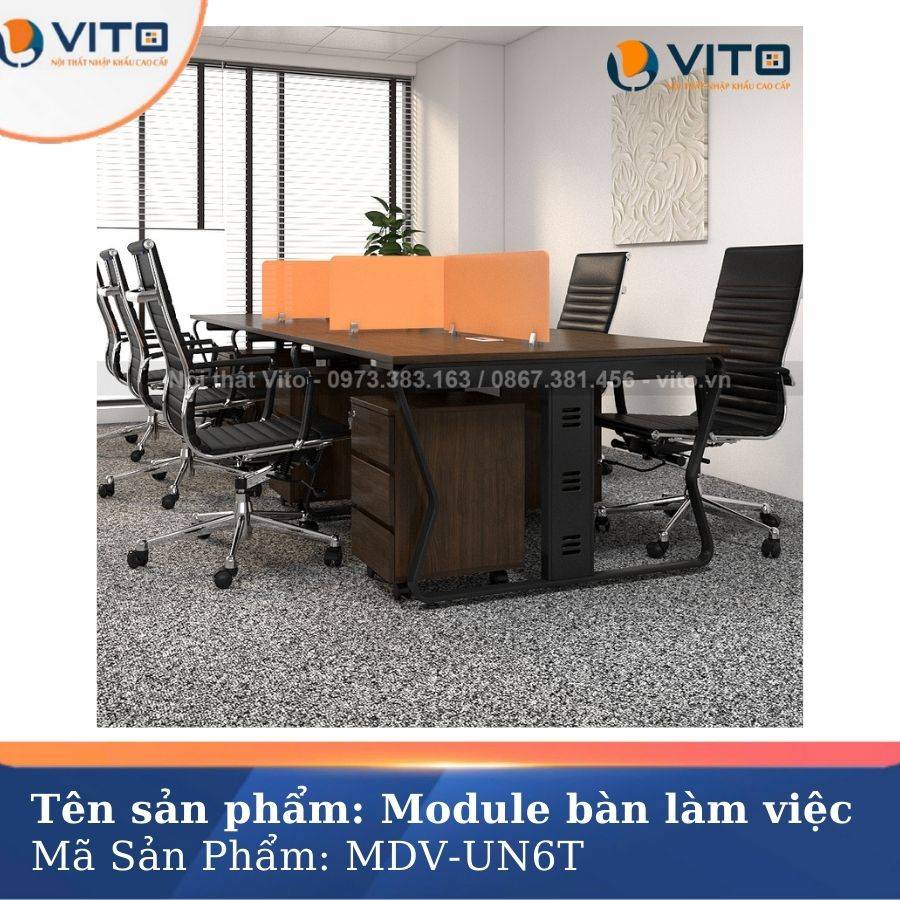 MODULE BÀN LÀM VIỆC 6 NGƯỜI CHÂN U UỐN MDV-UN6D 4 Module bàn làm việc 6 người chân U Uốn MDV-UN6D - Ảnh 4