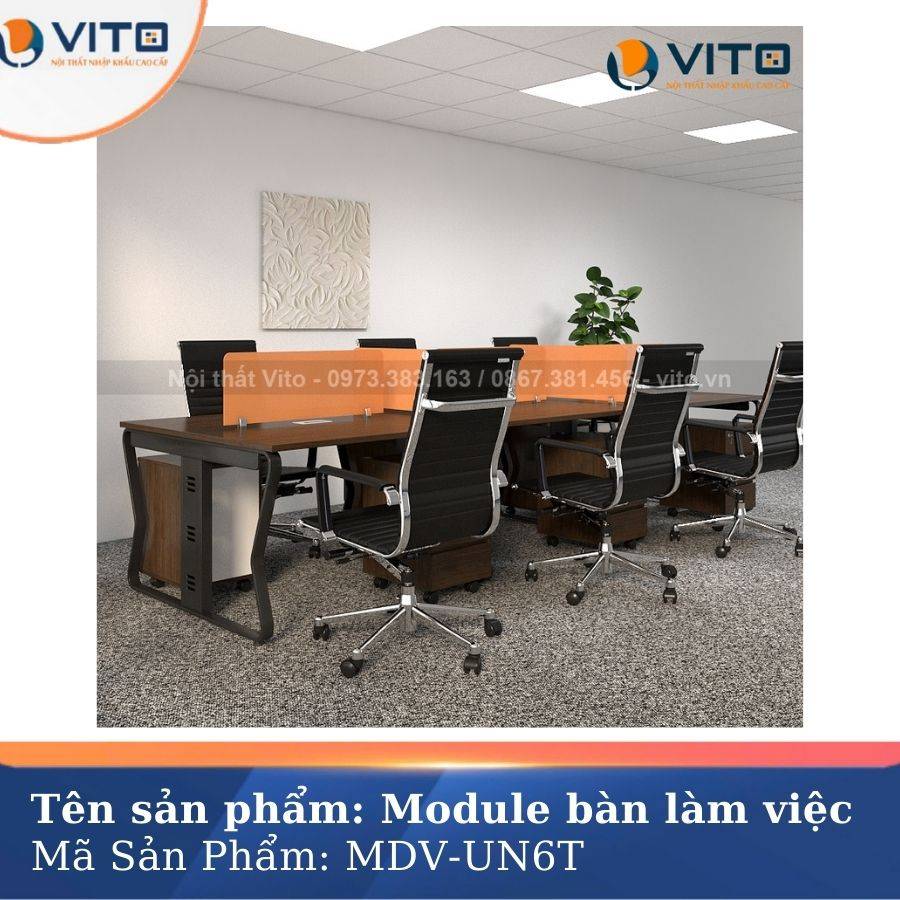 MODULE BÀN LÀM VIỆC 6 NGƯỜI CHÂN U UỐN MDV-UN6D 5 Module bàn làm việc 6 người chân U Uốn MDV-UN6D - Ảnh 5