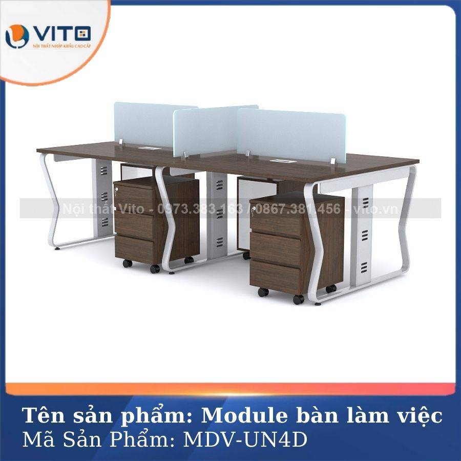 MODULE BÀN LÀM VIỆC 4 NGƯỜI CHÂN U UỐN MDV-UN4D 2 Module bàn làm việc 4 người chân U Uốn MDV-UN4D - Ảnh 2