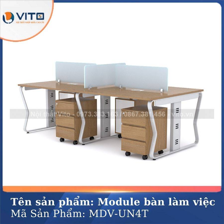 Module bàn làm việc 4 người chân U Uốn MDV-UN4T