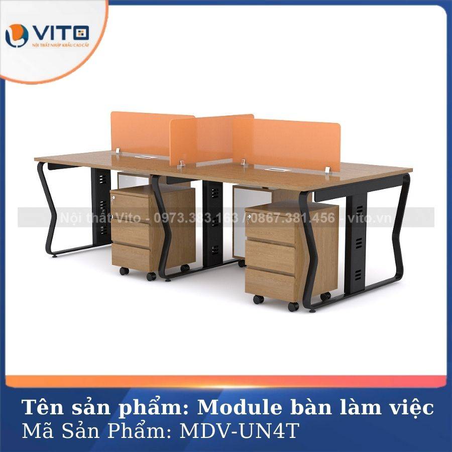 MODULE BÀN LÀM VIỆC 4 NGƯỜI CHÂN U UỐN MDV-UN4T 2 Module bàn làm việc 4 người chân U Uốn MDV-UN4T - Ảnh 2