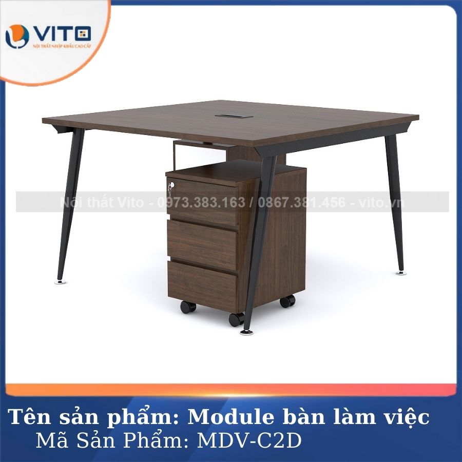 Module bàn làm việc 2 người chân côn Vito MDV-C2D