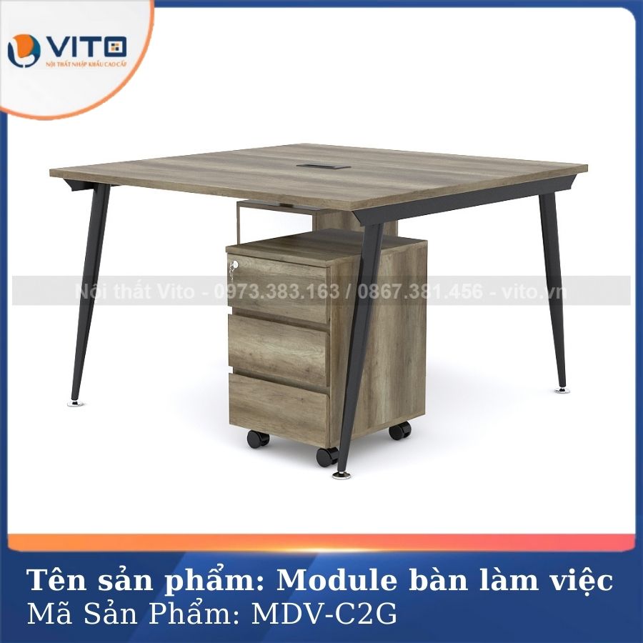 Module bàn làm việc 2 người chân côn Vito MDV-C2G