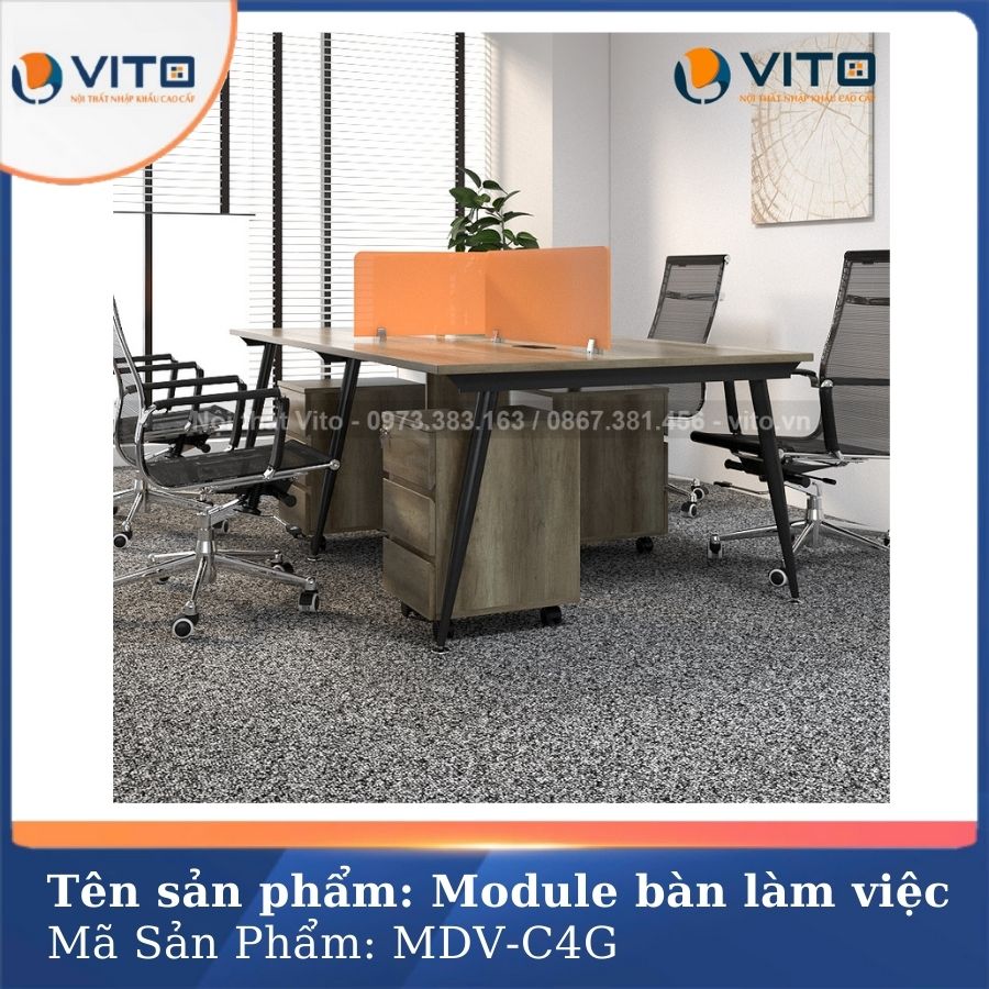 MODULE BÀN LÀM VIỆC 4 NGƯỜI CHÂN CÔN VITO MDV-C4G 4 Module bàn làm việc 4 người chân côn Vito MDV-C4G - Ảnh 4