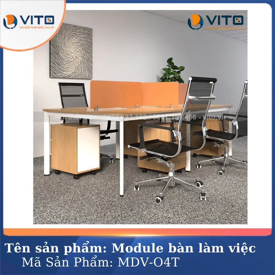 MODULE BÀN LÀM VIỆC 4 NGƯỜI CHÂN OVAL VITO MDV-O4T 4 Module bàn làm việc 4 người chân oval Vito MDV-O4T - Ảnh 4