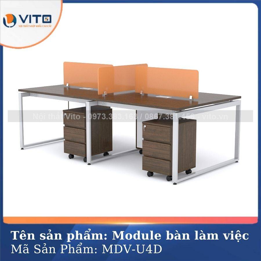 Module bàn làm việc 4 người chân chữ U Vito MDV-U4D