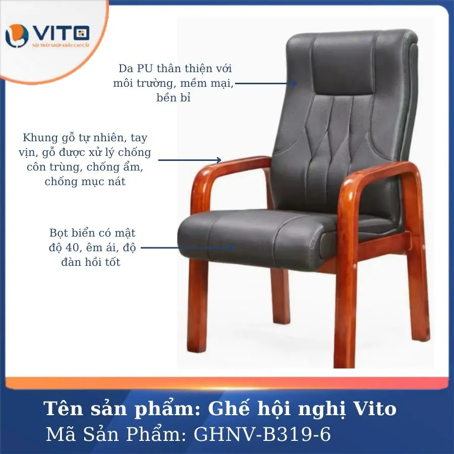 GHẾ HỘI NGHỊ VITO GHNV-B319-6 4 Ghế hội nghị Vito GHNV-B319-6 - Ảnh 4