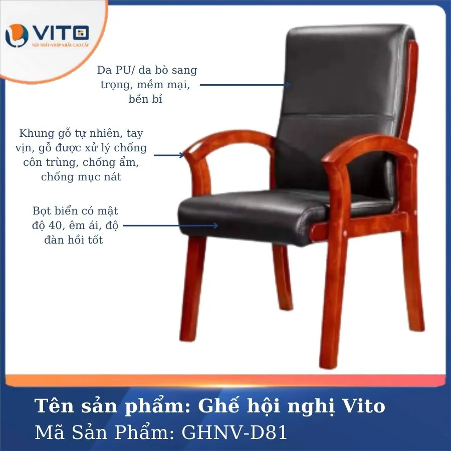 GHẾ HỘI NGHỊ VITO GHNV-D81 3 Ghế hội nghị Vito GHNV-D81 - Ảnh 3
