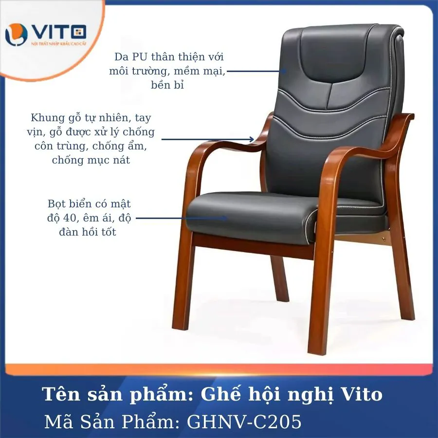 GHẾ HỘI NGHỊ VITO GHNV-C205 3 Ghế hội nghị Vito GHNV-C205 - Ảnh 3