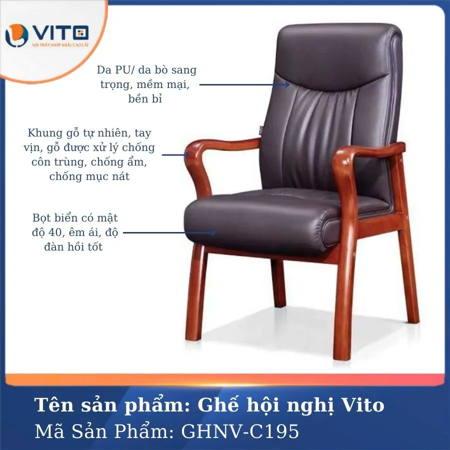 GHẾ HỘI NGHỊ VITO GHNV-C195 3 Ghế hội nghị Vito GHNV-C195 - Ảnh 3