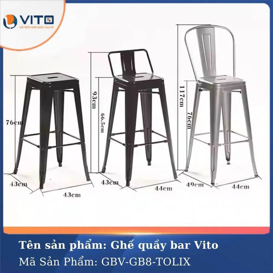 GHẾ BAR VITO GBV-GB8 TOLIX 3 Ghế bar Vito GBV-GB8 TOLIX - Ảnh 3