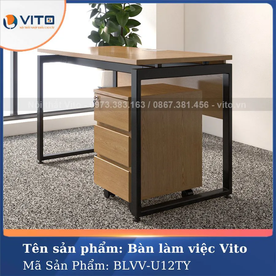 BÀN LÀM VIỆC CHÂN CHỮ U VITO 1M2 BLVV-U12TY 8 Bàn làm việc chân chữ U Vito 1m2 BLVV-U12TY - Ảnh 8