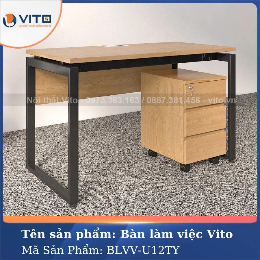 BÀN LÀM VIỆC CHÂN CHỮ U VITO 1M2 BLVV-U12TY 7 Bàn làm việc chân chữ U Vito 1m2 BLVV-U12TY - Ảnh 7