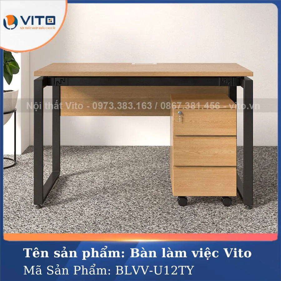 BÀN LÀM VIỆC CHÂN CHỮ U VITO 1M2 BLVV-U12TY 6 Bàn làm việc chân chữ U Vito 1m2 BLVV-U12TY - Ảnh 6