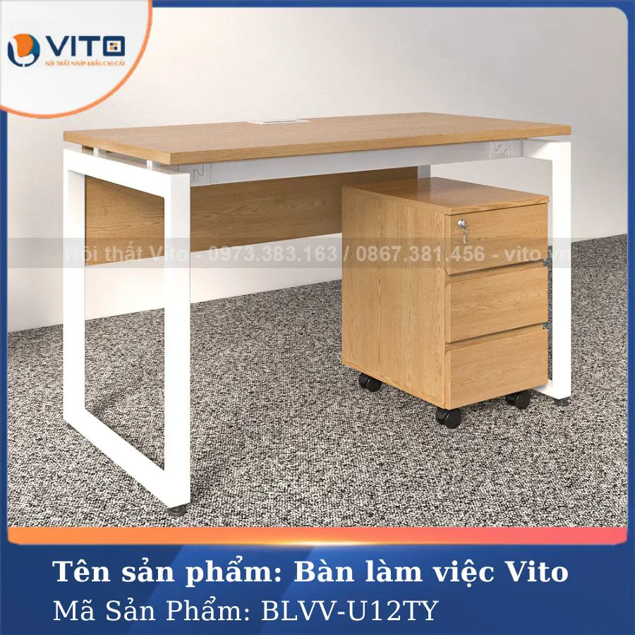 BÀN LÀM VIỆC CHÂN CHỮ U VITO 1M2 BLVV-U12TY 4 Bàn làm việc chân chữ U Vito 1m2 BLVV-U12TY - Ảnh 4
