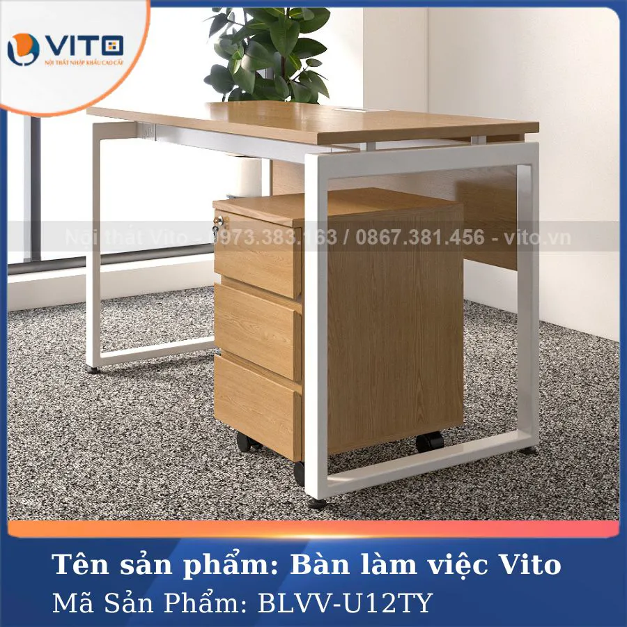 BÀN LÀM VIỆC CHÂN CHỮ U VITO 1M2 BLVV-U12TY 5 Bàn làm việc chân chữ U Vito 1m2 BLVV-U12TY - Ảnh 5